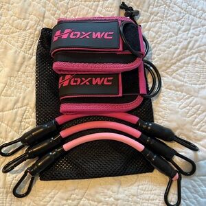 Pink and Black Ankle Resistance Bands with Cuffs